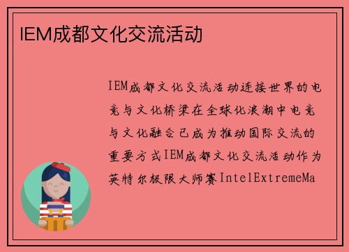 IEM成都文化交流活动