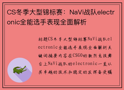 CS冬季大型锦标赛：NaVi战队electronic全能选手表现全面解析